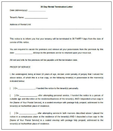 0 day rental termination letter template in ms word