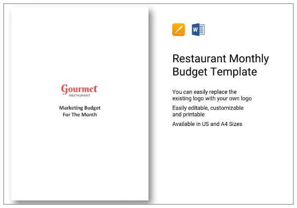 0 completed restaurant monthly budget template 0