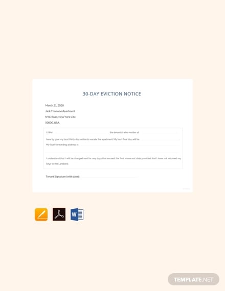 a 30 day eviction notice template