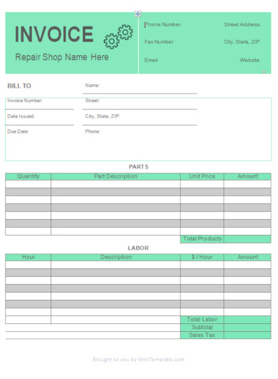 9 auto repair invoice templates pdf word pages