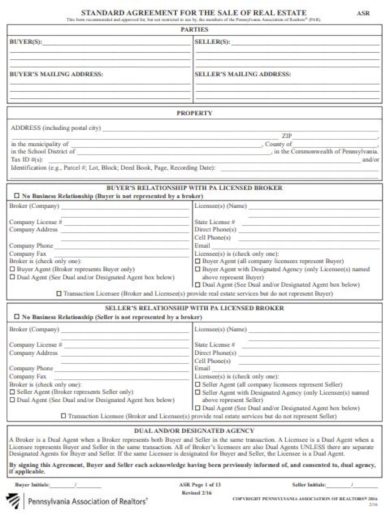 agreement for the sale of real estate