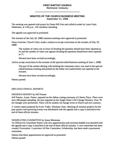 Printable Church Meeting Minutes Template Printable Templates Free