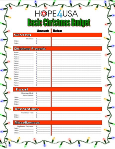 10+ Christmas Budget Templates - PDF