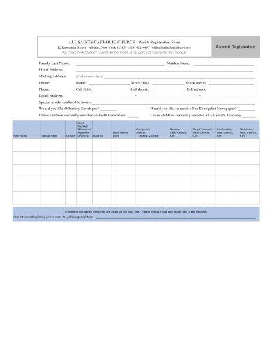 basic church registration form
