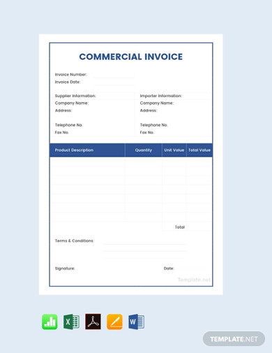 Get Commercial Invoice Template Excel Background