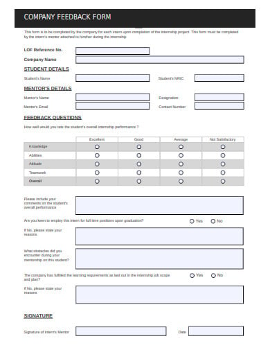 basic company feedback form example
