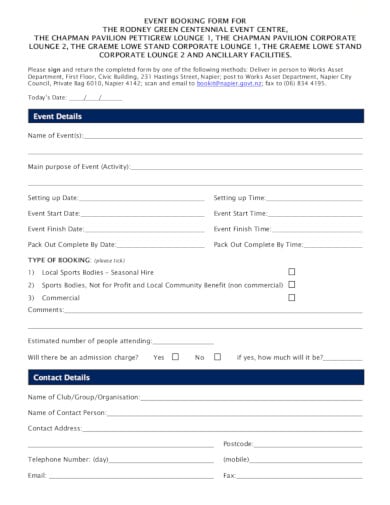 19+ Event Booking Form Templates in PDF | DOC