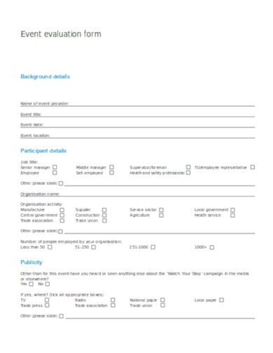 basic event evaluation form template