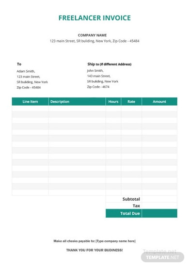 basic freelance invoice template