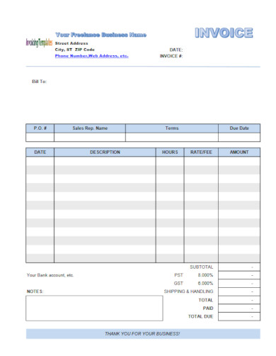 basic freelancer invoice template