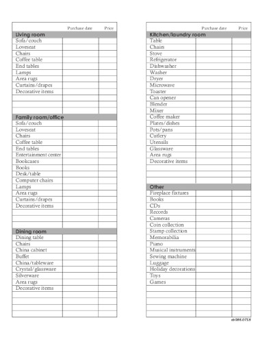 home inventory checklist aibnb