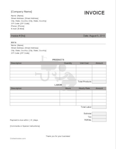 basic home plumbing invoice template