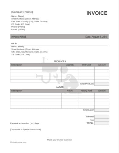 10 home repair invoice templates word excel number pages pdf