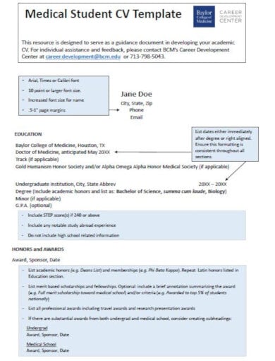 basic medical student resume template