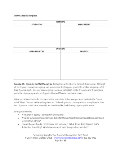 11+ Nonprofit Swot Analysis Templates - Pdf