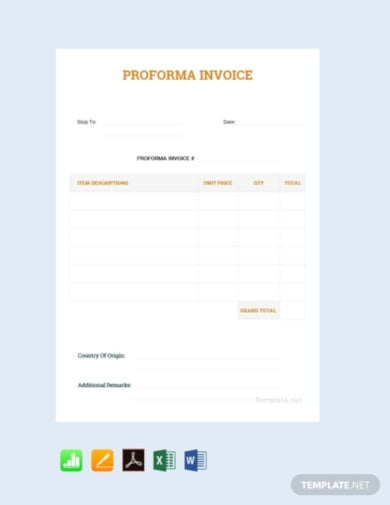 basic proforma invoice template