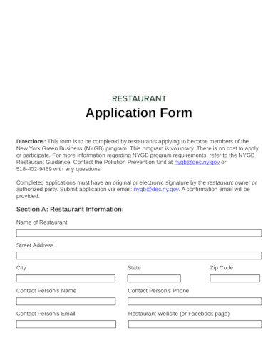 12+ Restaurant Application Form Templates - Google Docs, Word, Pages, PDF