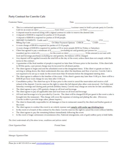 basic restaurant contract template