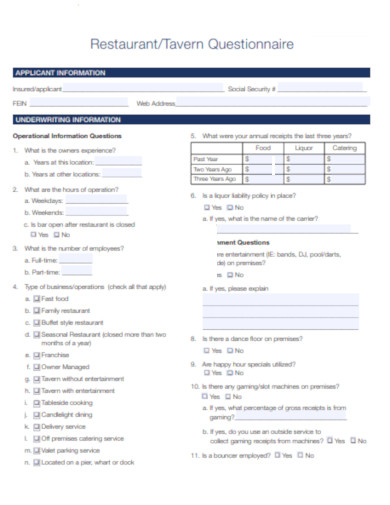 basic-restaurant-questionnaire-template