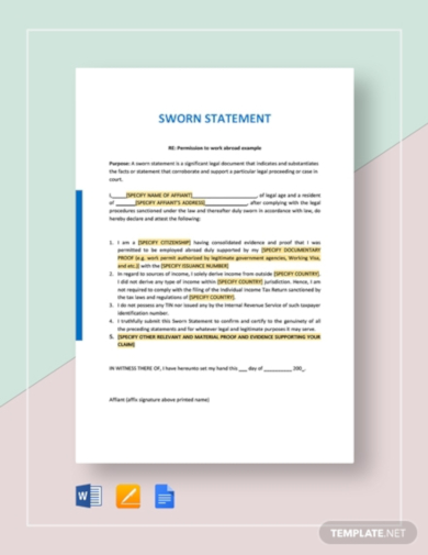 15+ Legal Statement Templates - PDF, Google Docs, Word, Pages | Free ...