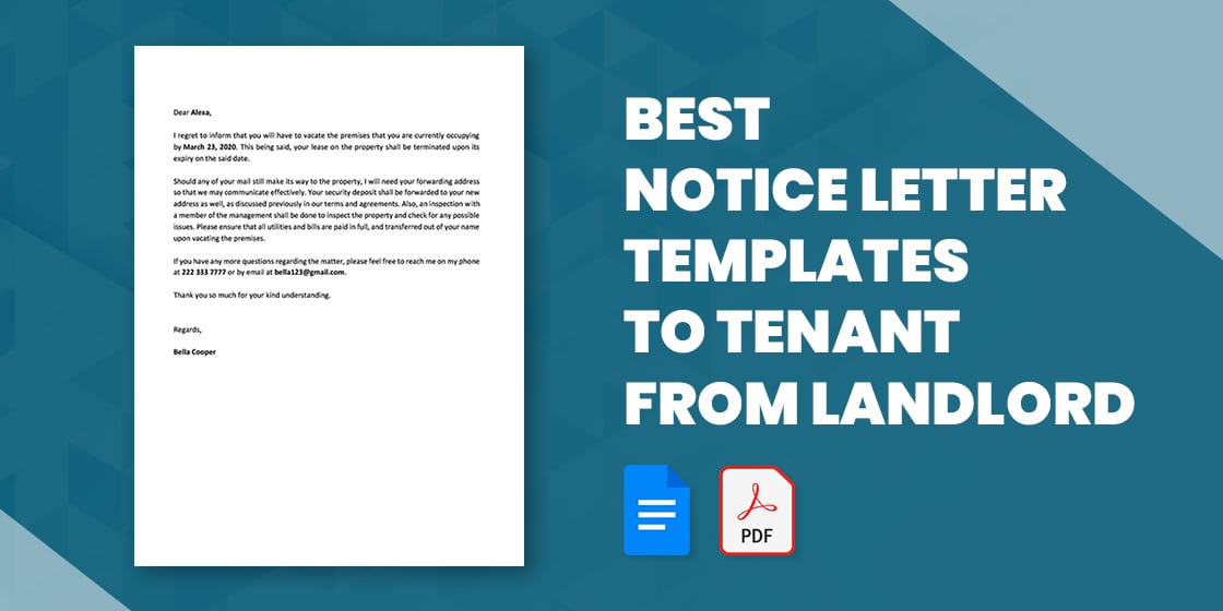 best notice letter templates to tenant from landlord