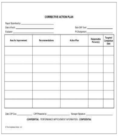 Sample Corrective Action Plan Templates - Google Docs, MS Word, Pages, PDF