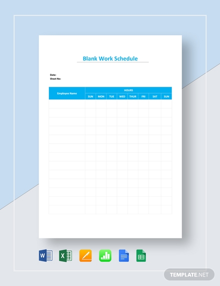 blank work schedule