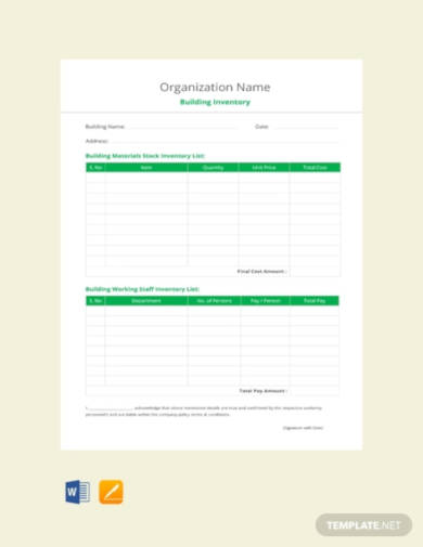 building-inventory-list-template