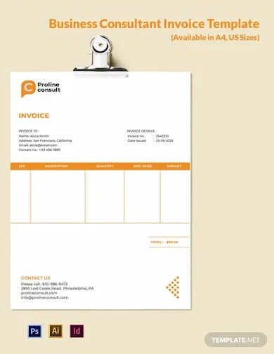 business consultant invoice template
