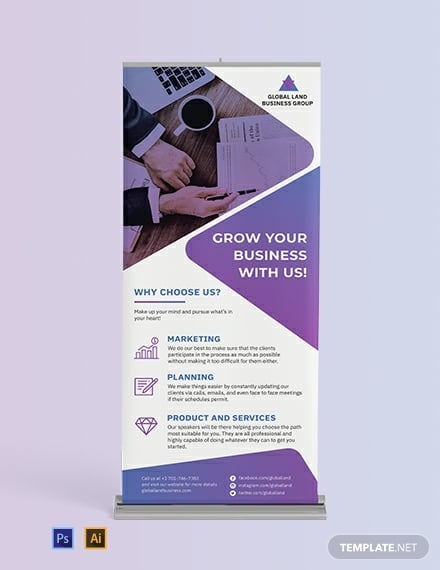 business marketing planning roll up banner