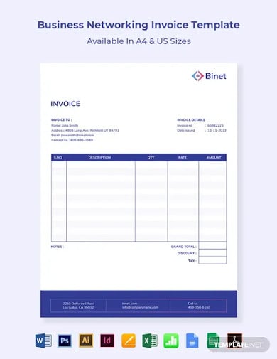 business networking invoice template