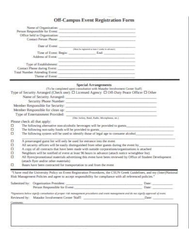 campus event registration form