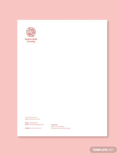 catering services letterhead