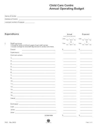 free home day care income and expense template