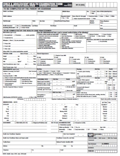 child and adolescent medical evaluation template