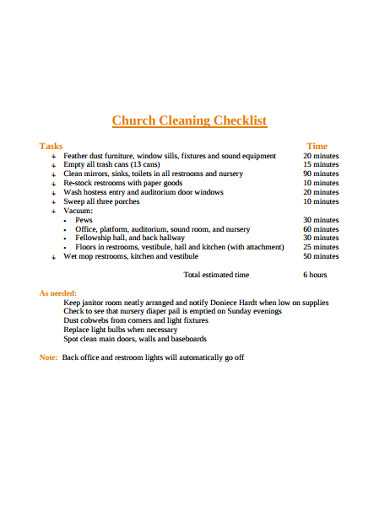 10+ Church Cleaning Checklist Templates in PDF