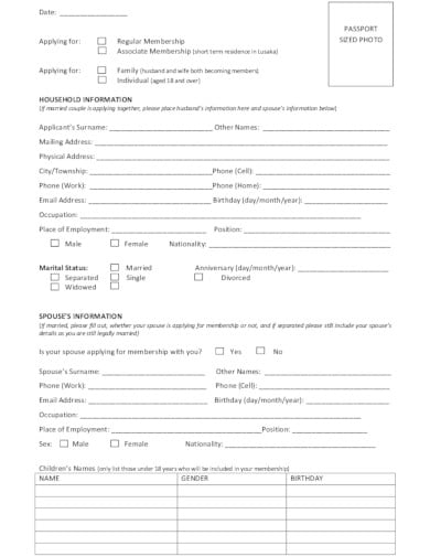 church membership application form in pdf