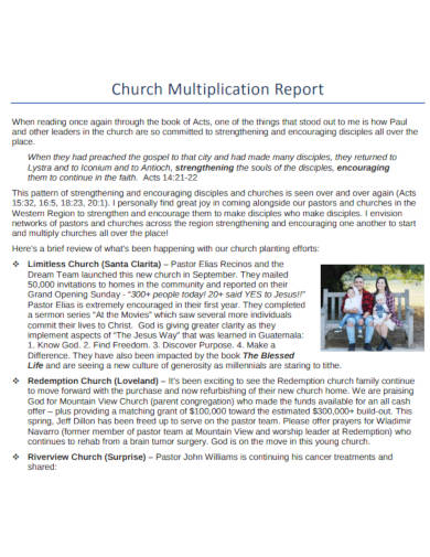 church multiplication report example