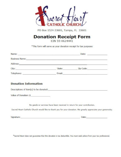 church non profit invoice receipt template