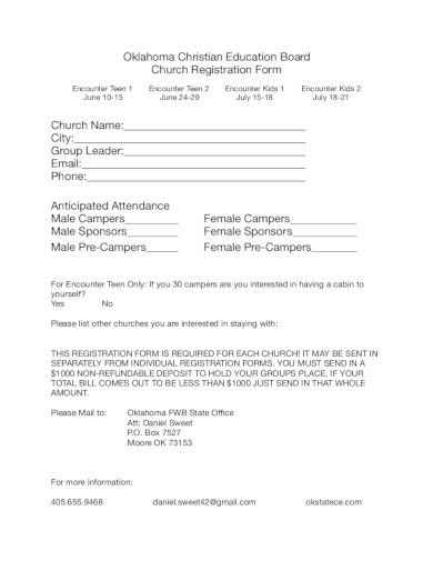 church registration form format