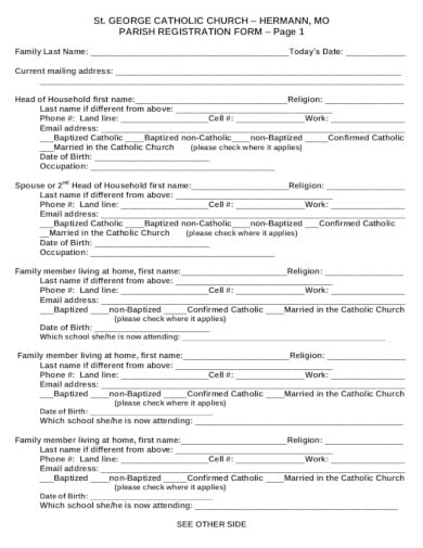 church registration form sample