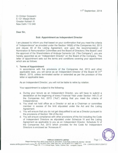 company appointment letter format in pdf