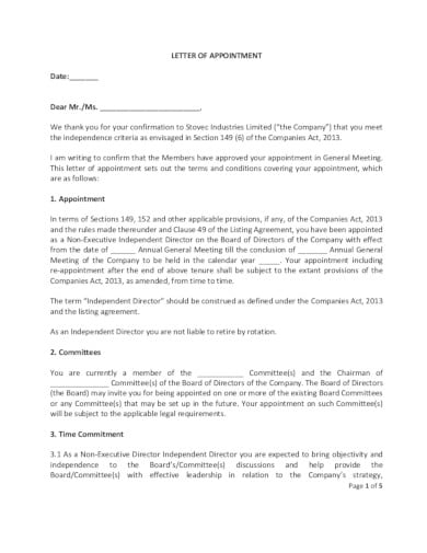 company appointment letter in pdf
