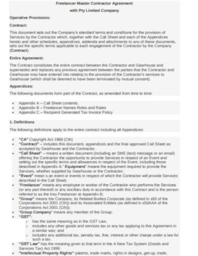 company contractor agreement template