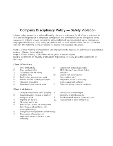 company-disciplinary-policy-template
