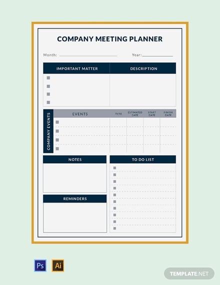 company meeting planner template