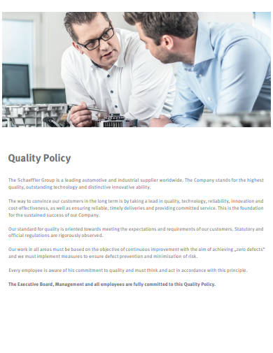 company quality policy sample