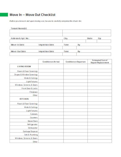 complete tenant check out form template