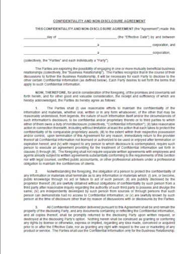 concise legal confidentiality agreement template