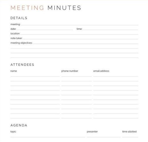 Project Meeting Minutes Template Word